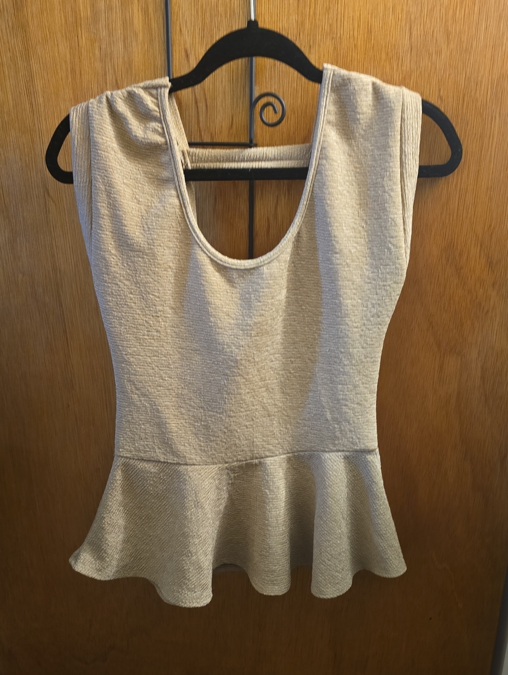 579 Beige Peplum Scoop Neck Women's Top